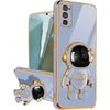 For Reno 12 Pro 13F Plating Astronaut Ring Stand Holder Case For OPPO A60 A79 A98 Realme C67 C65 Soft Silicone Shockproof Cover