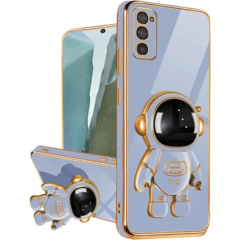 For Reno 12 Pro 13F Plating Astronaut Ring Stand Holder Case For OPPO A60 A79 A98 Realme C67 C65 Soft Silicone Shockproof Cover
