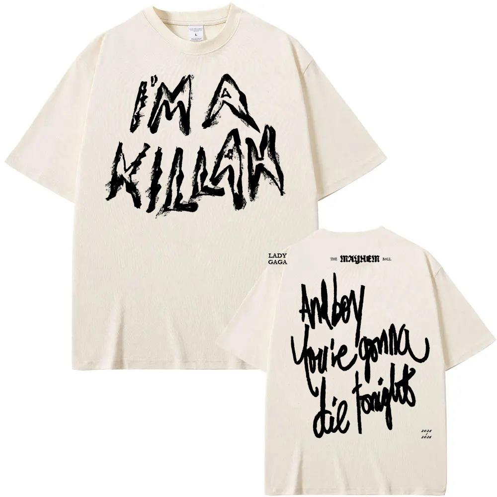 Jsem Killah Zkrácené tričko Lady Gaga Léto Vysoce kvalitní Pohodlné Tričko Grafický Potisk Kulatý Výstřih Ležérní Retro Tričko