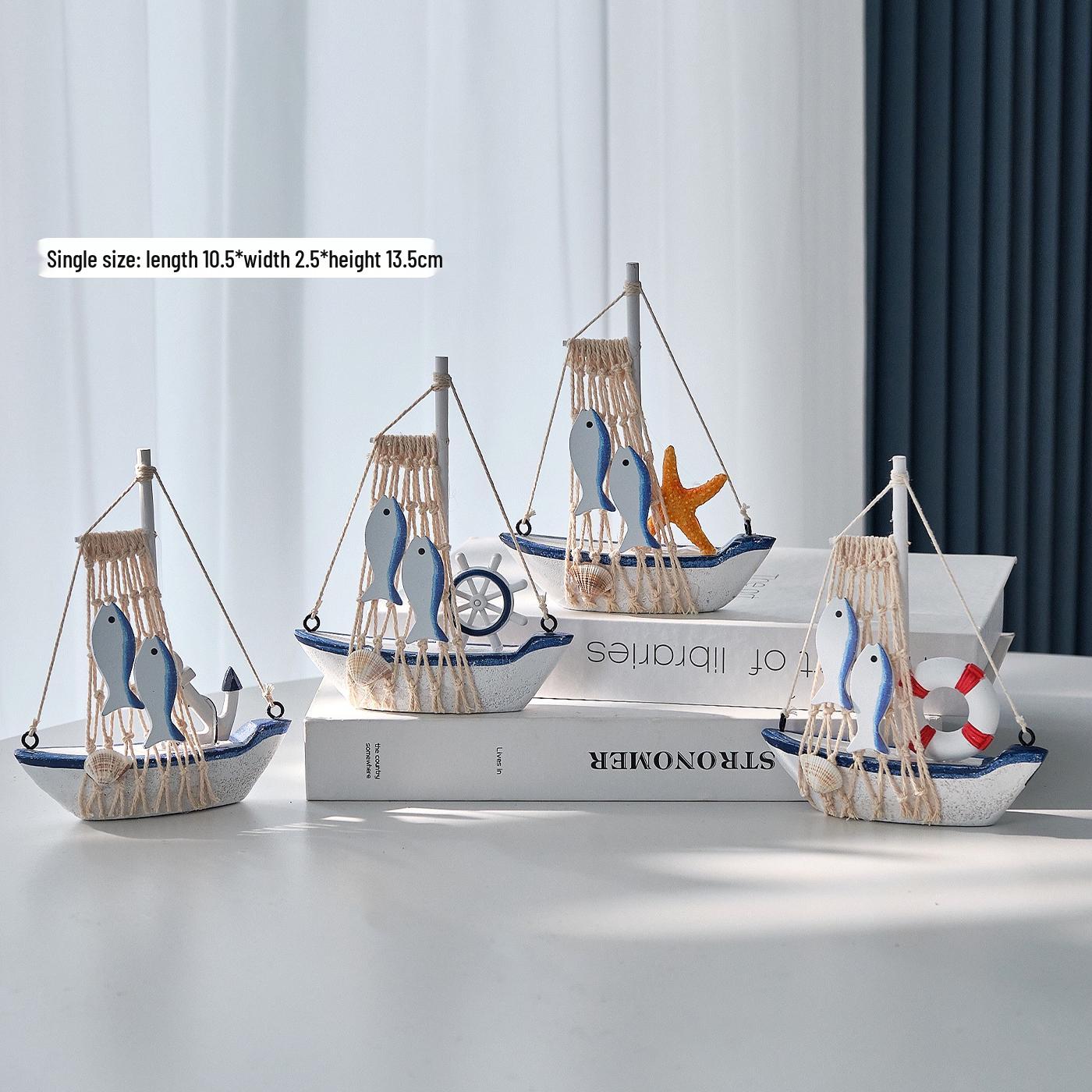 

Mediterranean-Style Wooden Sailboat Figurines - Small Decorative Handicraft Ornaments