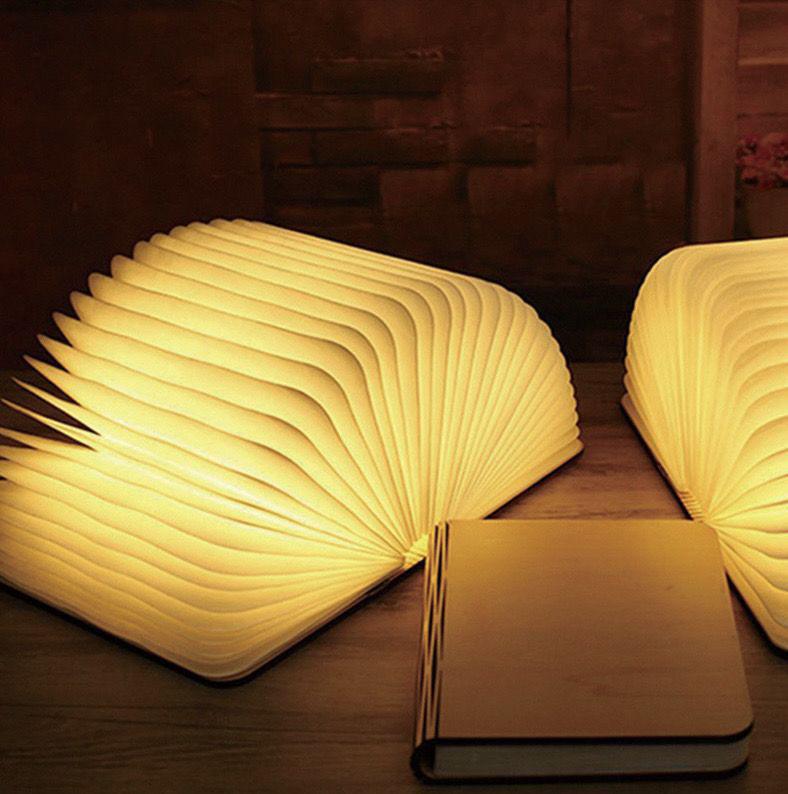 Folding Wooden Book Light: Creative Bedside Wireless Night Lamp