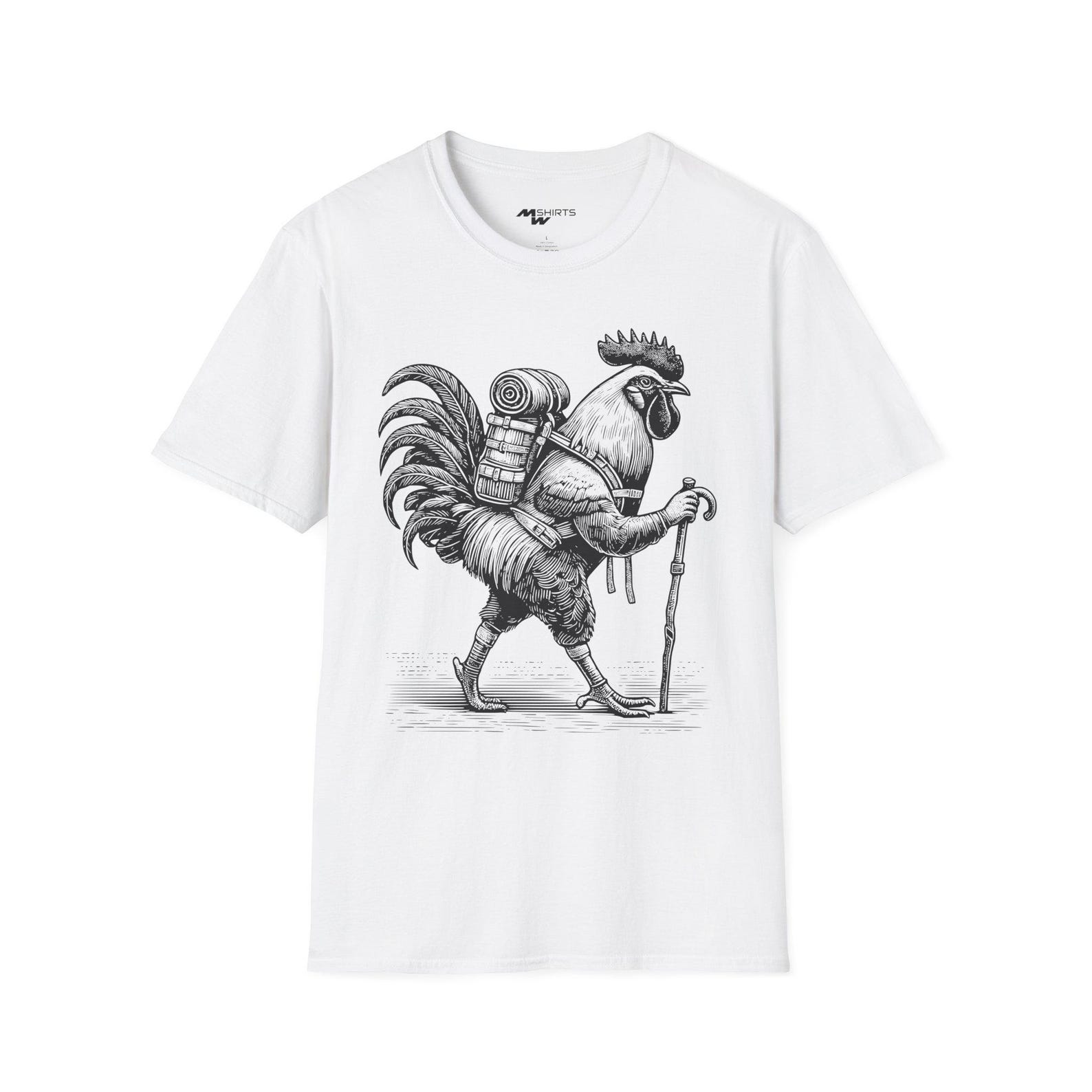 Adventurous Rooster T-Shirt Funny Chicken Hiking Outdoor Lover Gift 4XL