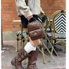 Zaino Mini da Donna Lussuoso con Ricamo Lingge Colore Unico Catene Borsa a Spalla da Donna Zaino da Viaggio in PU Borse Casual per la Scuola
