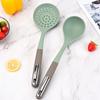 Non Stick Silicone Anti-Scald Spatula Long Handle Non-toxic and Odorless Soup Spoon Colander Household Cookware for Kitchen
