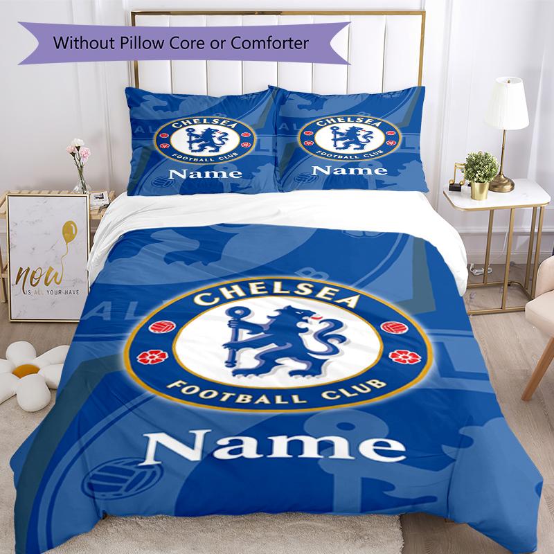 3Pcs Custom Name Chelsea Football Club Bedding Set Duvet Cover Closure Includes 1Duvet Cover 2Pillowcases Soft And Comfortable For All Seasons
