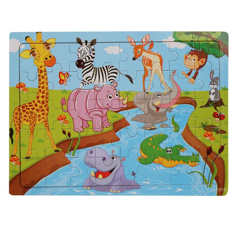 Детские Монтессори игрушки 40 шт., деревянные пазлы, мультяшные животные/транспорт, головоломки на интеллект, 3D пазлы, развивающие игрушки