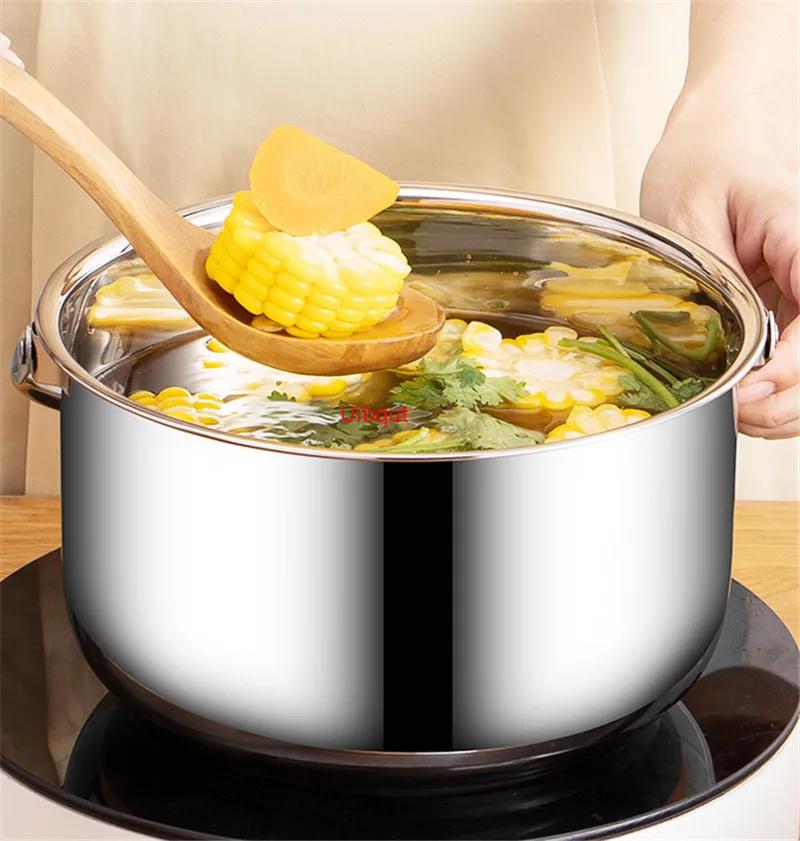 Topf Suppe Kochen Stahl Edelstahl Eintopfschüssel Schüsseln Kochtopf Küchengeschirr Pfanne Metallgriff Ramen Töpfe und Pfannen Kochgeschirr Set