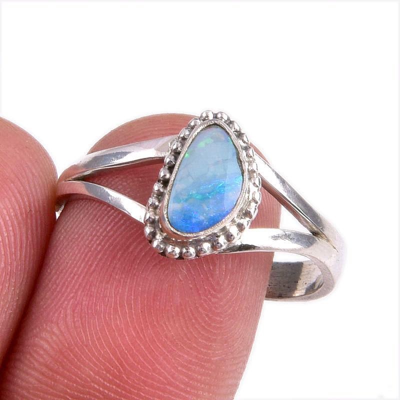 

Натуральный австралийский опал драгоценный камень 925 пробы серебро подарок кольцо размер 10 c4V69