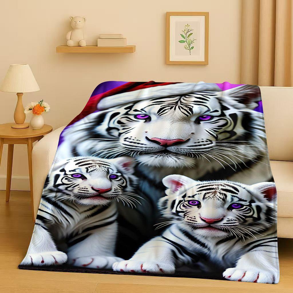 26 Style Tiger Lion Beast Art Cartoon Flannel Blanket,Ultra Soft Warm Plush Throw for Home Bedroom Bed Sofa Cover Office Travel