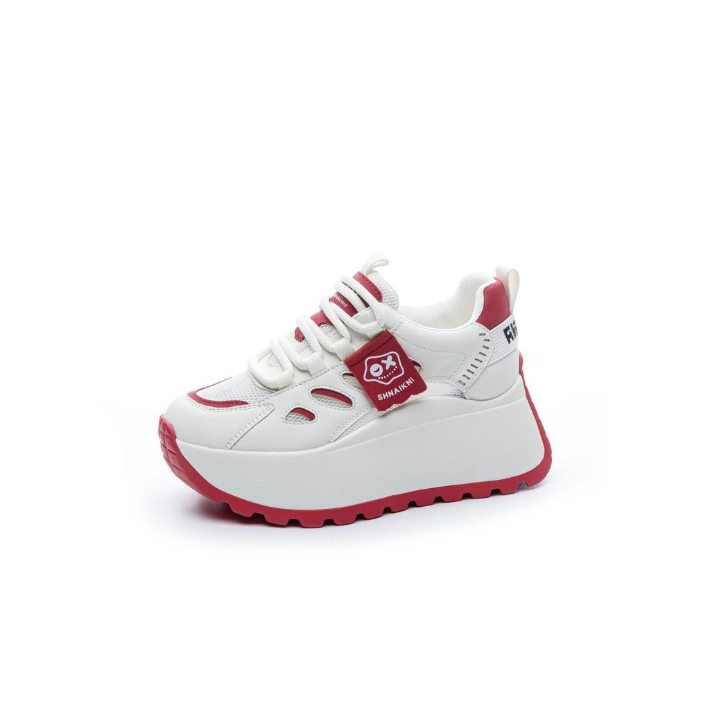 Spring new casual inner heightening platform shoes lace-up color matching student sports shoes small single shoes women's shoes