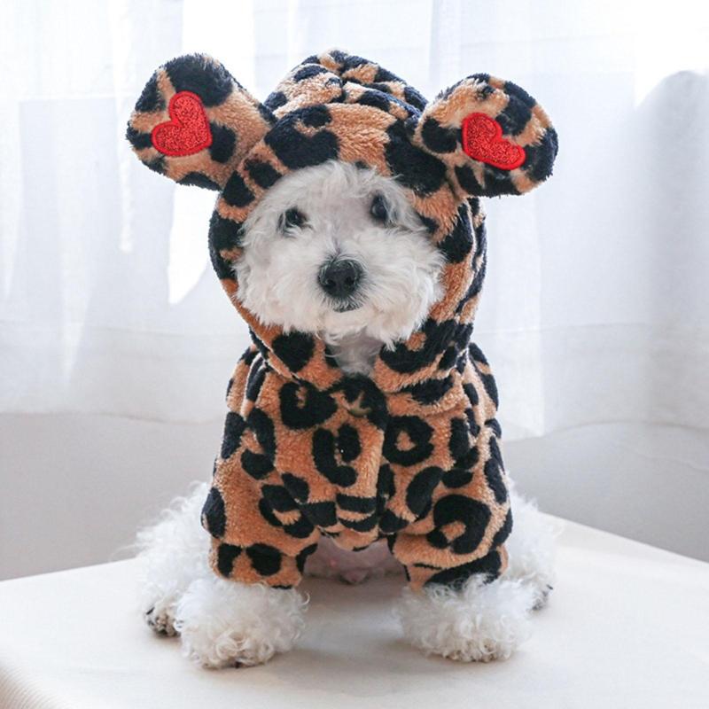 Pullover Dog Coat Dog Hoodies Dog Coat With Hood Dog Clothes Leopard Dog Hoodie