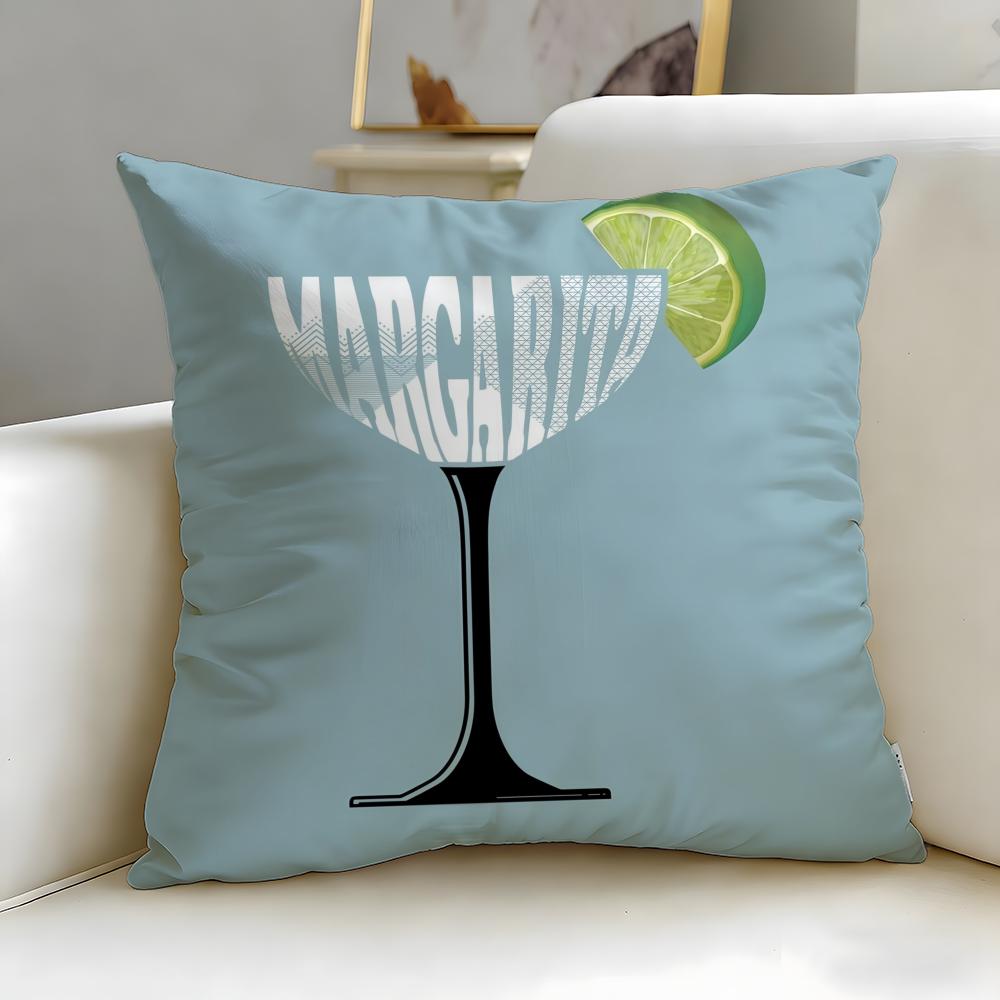 beverage theme Margarita Cocktail Cushion Cover Soft & Easy-Wash Pillow Case – Versatile for Couch, Bed, Travel and Office