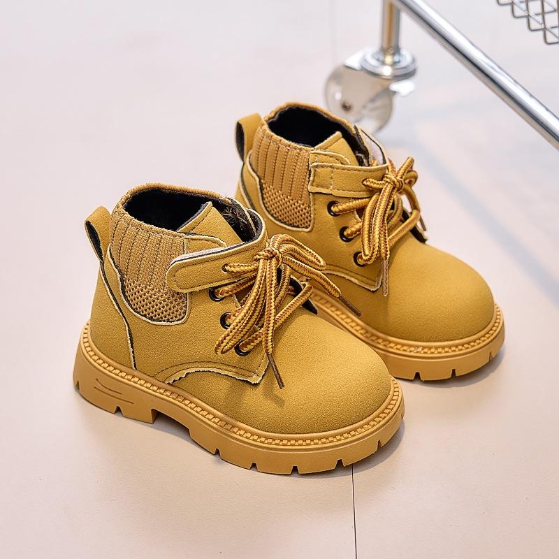 

2025 осень и зима новая детская обувь Мартин для мальчиков британские кожаные ботинки для девочек детская обувь детские ботинки кожаные ботинки 21-25 yards (5 pairs in one hand) жёлтый