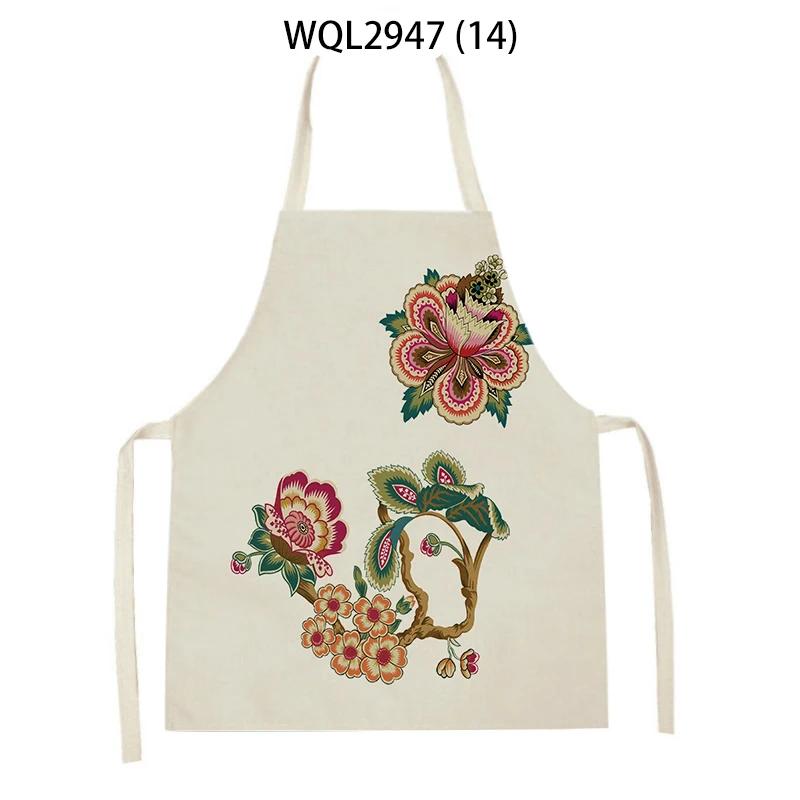 Flower Rabbit Beauty Pattern Kitchen Aprons for Women Men Linen Waist Bibs Household Cleaning Pinafore Home Cooking Apron