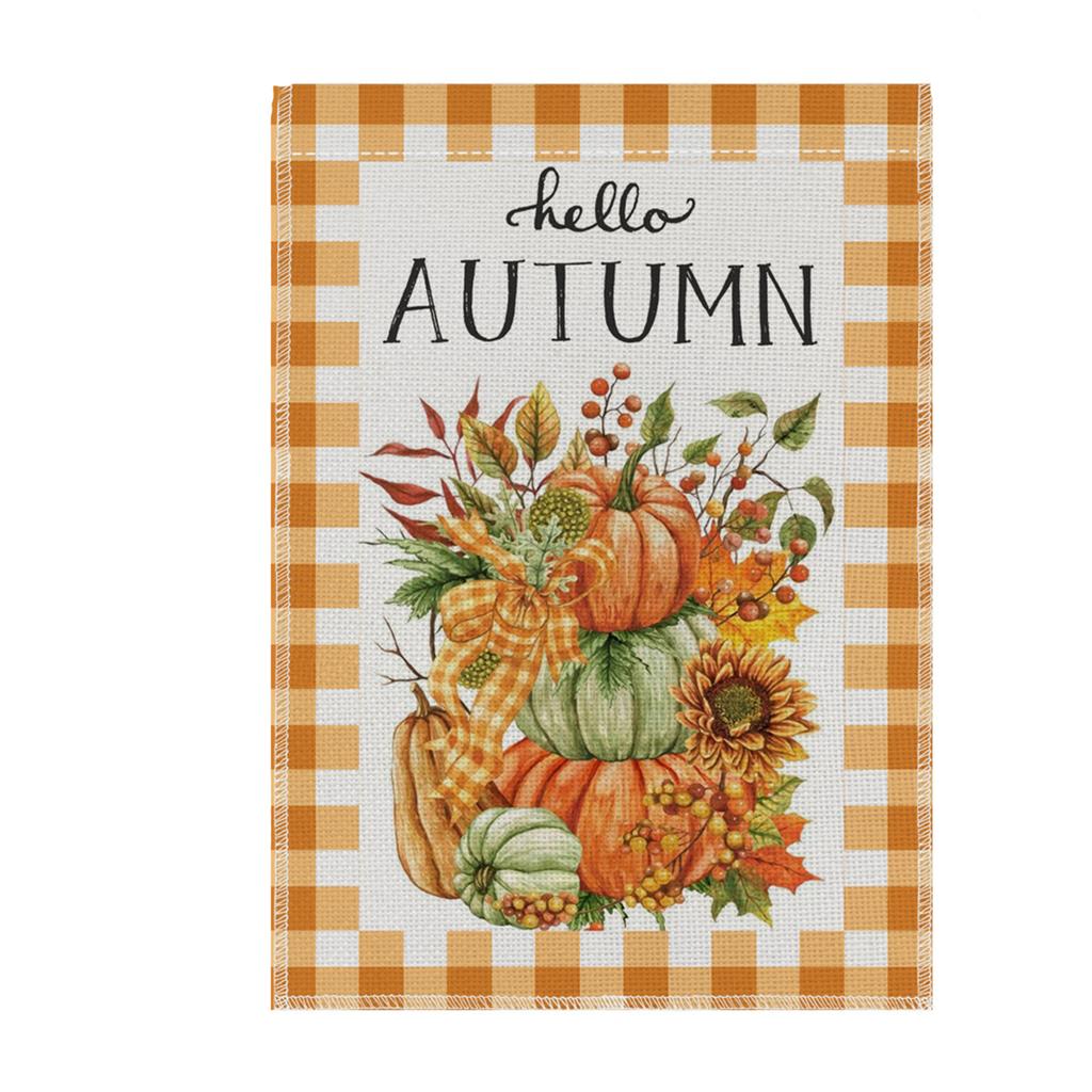 Thanksgiving Garden Flag 45x30cm House Door Decoration Seasonal Outdoor Yard Banner with Pumpkin and Leaf Design for Fall Holiday
