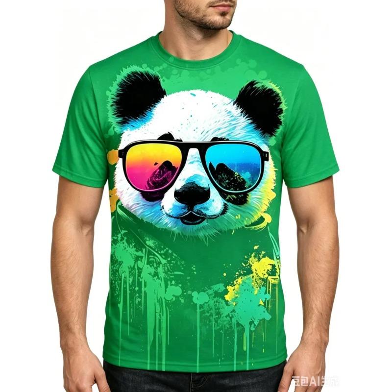 Fashion New Colorful 3D Panda Printed Men's T-shirt Summer Outdoor Streetwear Trend Street Hip-hop Man Clothes