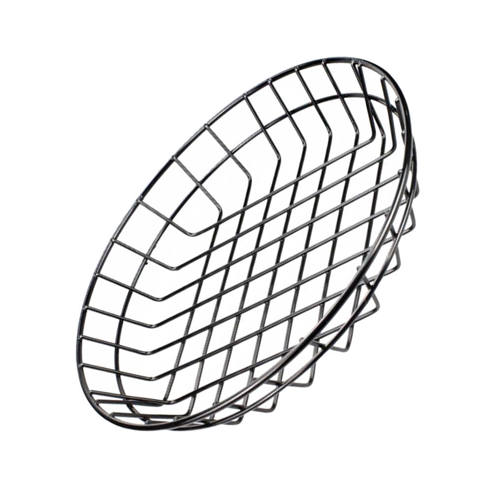 Metal Fries Chips Tapas Basket Holder Caddy Serving Stainless Steel Small, Large - Black, L