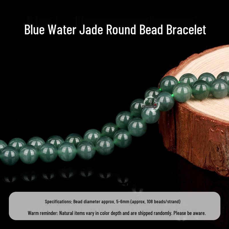 Natural Hetian Ice Blue Jade Beads for Men's/Women's Bracelets & Necklaces - High Ice Grade