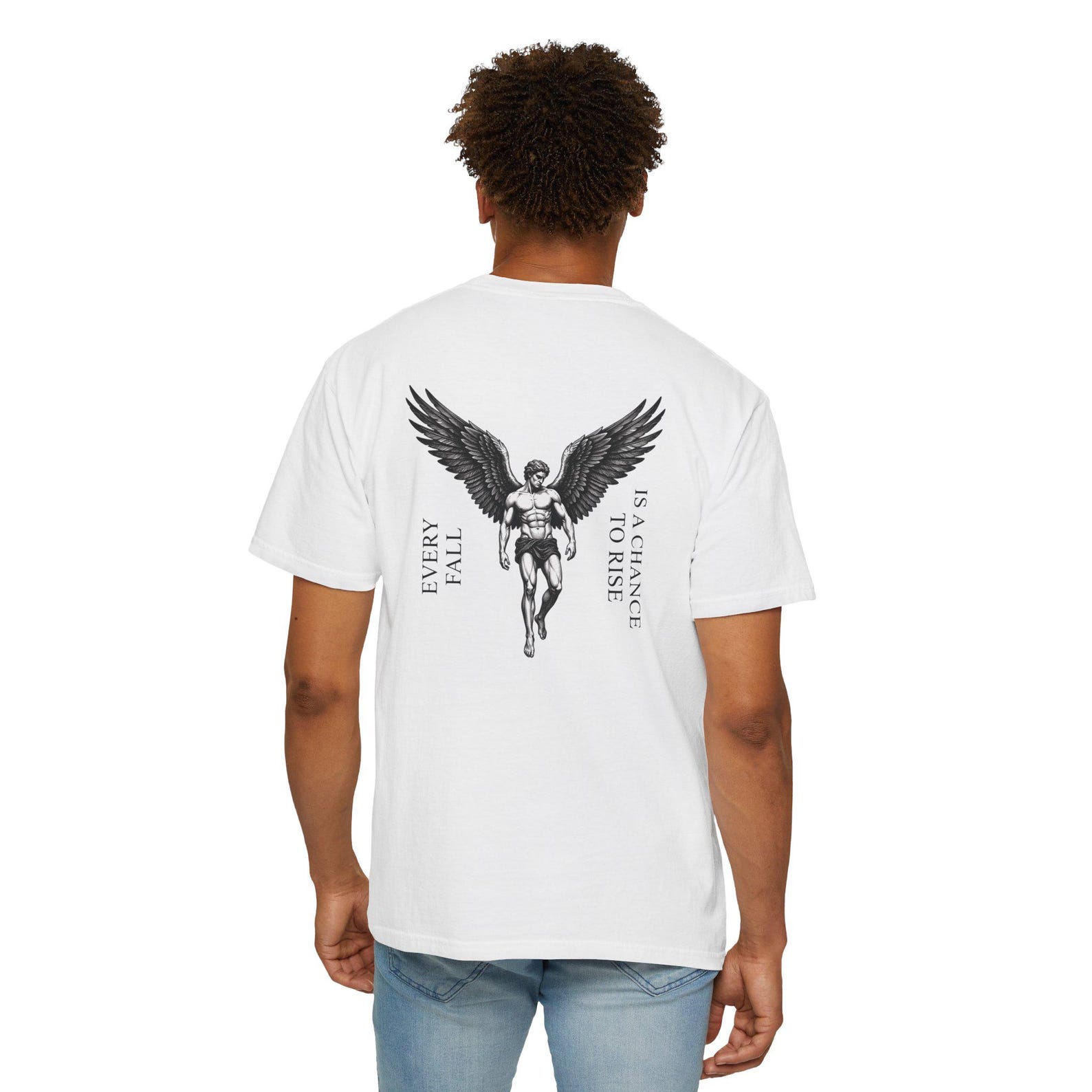 Fallen Angel Illustration T-shirt | Every Fall Is A Chance To Rise M