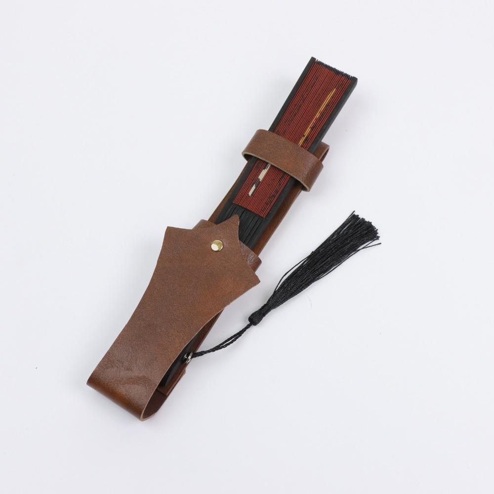 PU Leather Folding Fan Holder Open Top Waist Fan Pouch Travel Accessory Vintage Fan Case  Gift Style2