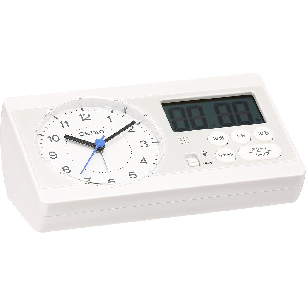 Seiko Clock Alarm Clock with 100-Square Calculation Function, Hideo Kageyama Model, Seiko Study Time Learning Timer, White Pearl KR893W SEIKO