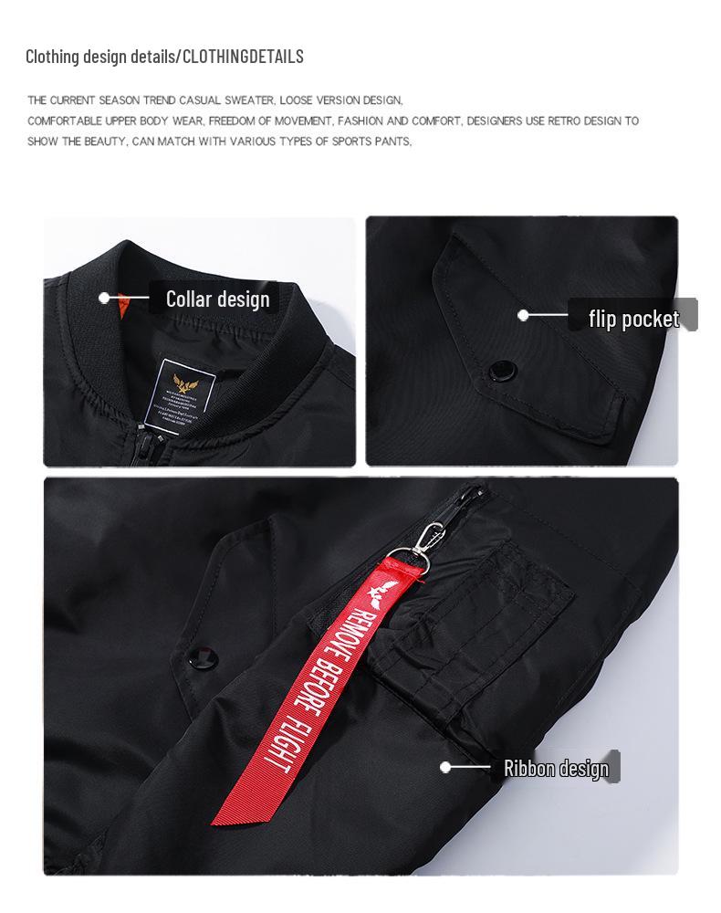 Men's Plus Size MA-1 Flight Workwear Jacket, Loose Fit, Spring/Autumn 2025