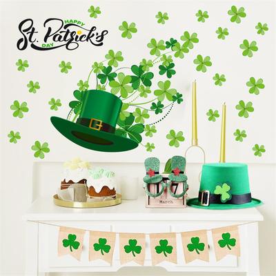 St. Patrick's Day Hat Wall Stickers Suitable for Bedroom Living Room Festive Atmosphere Decoration Stickers