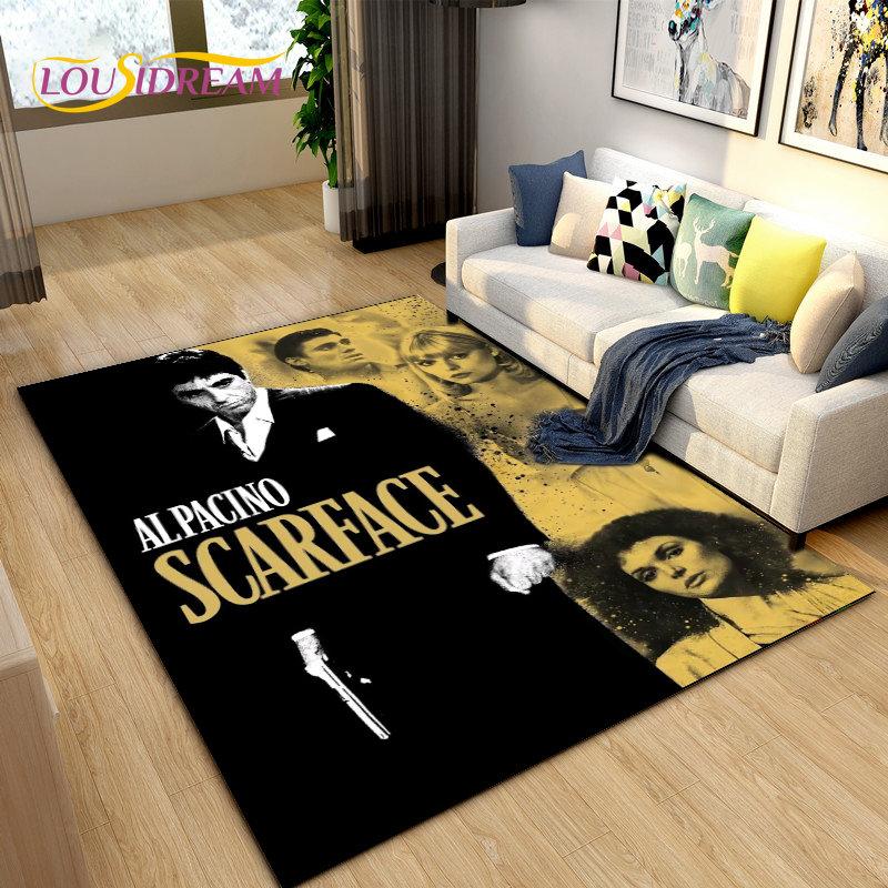 Film Scarface 3D tisk koberec velký, koberec do obývacího pokoje, ložnice, pohovky, rohožky, dekorace, dětské hrací protiskluzové rohožky