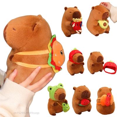 22cm Fun Play Cute Food Transform Capybara Plush Doll Fruit Strawberry Avocado Hot Dog Lobster Turtle Capybara Plush Toy Home Decoration