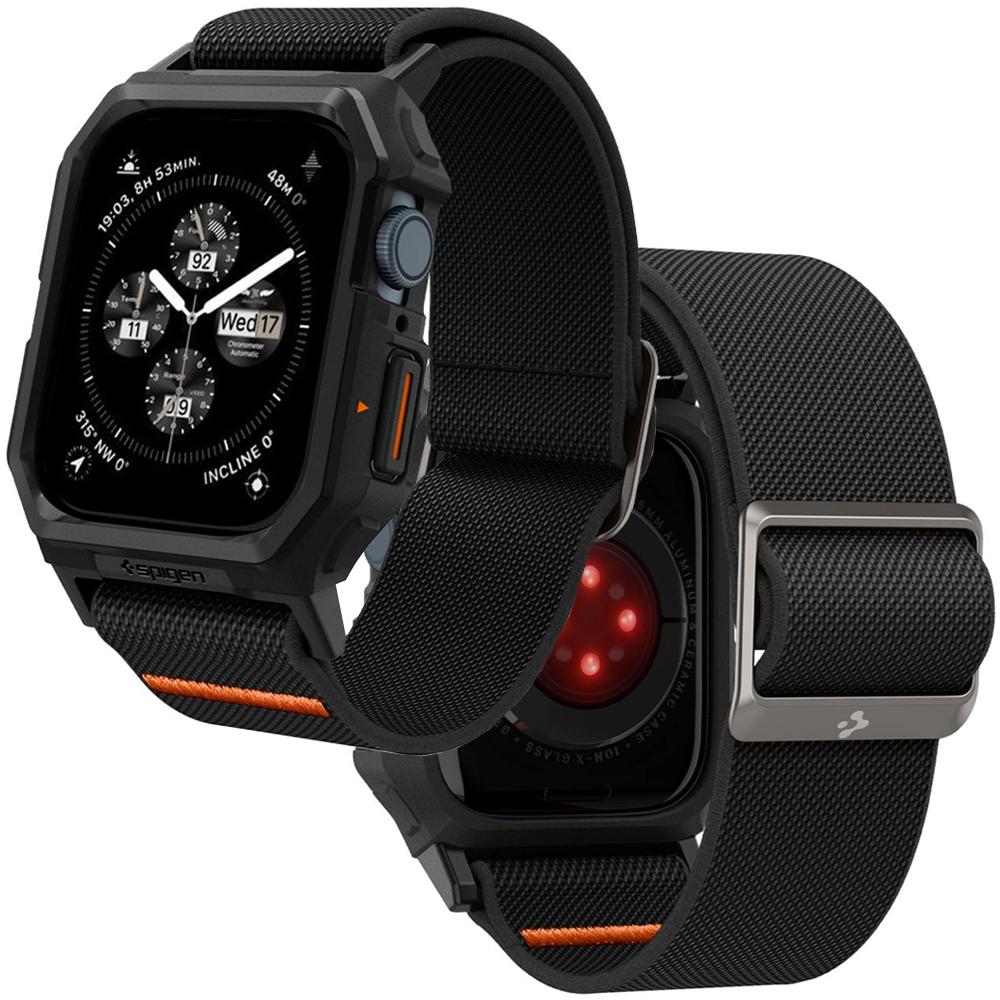 Étui Spigen Lite Fit Pro avec bracelet pour Apple Watch 4/5/6/7/8/9/SE (44/45 mm) - Tapis noir