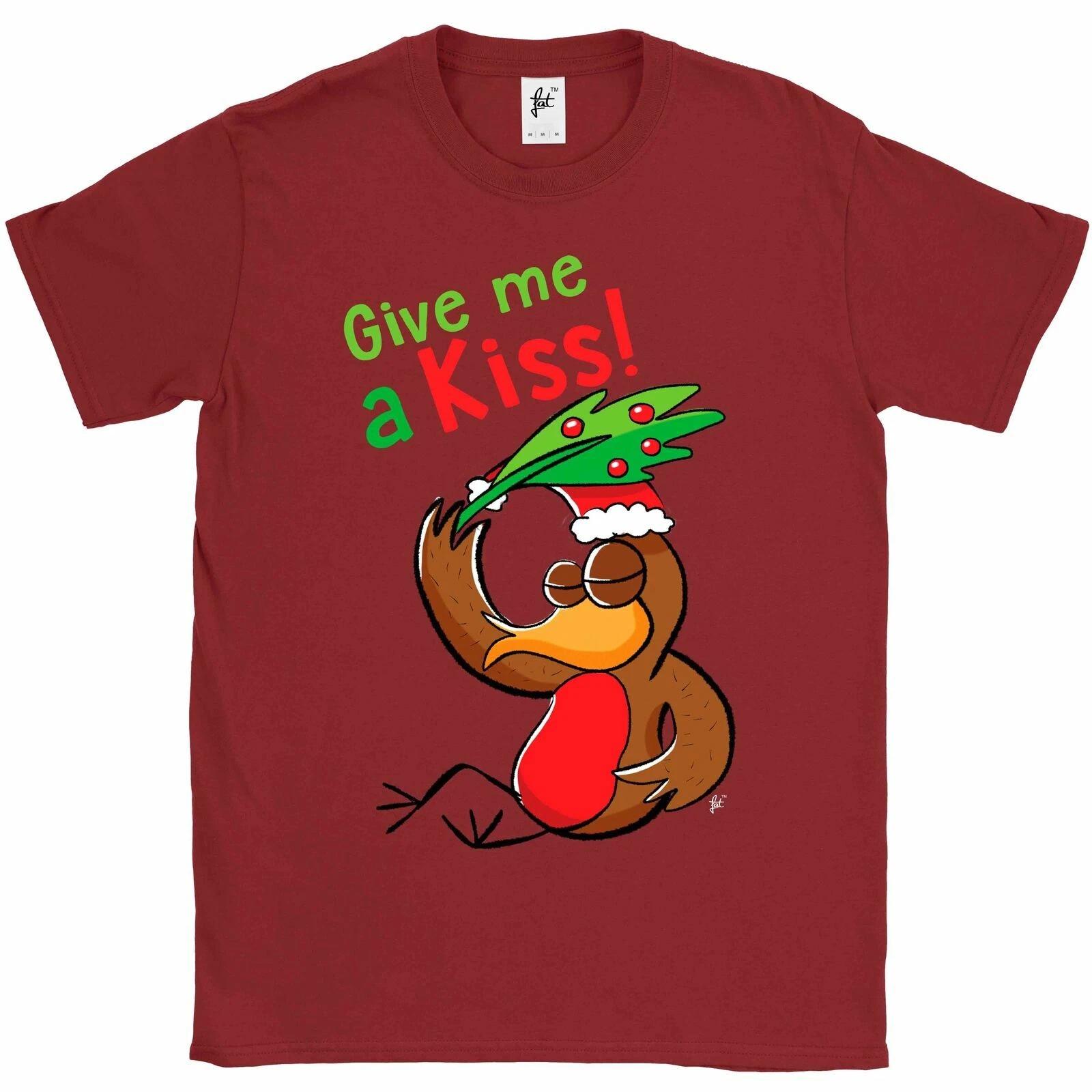 Robin Wearing Hat Give Me A Kiss Under The Mistletoe Mens T-Shirt XS