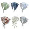 French Styles Flower Triangular Headscarf Headcover for Women Sun Protective Headwrap for Fashionable Women Wear
