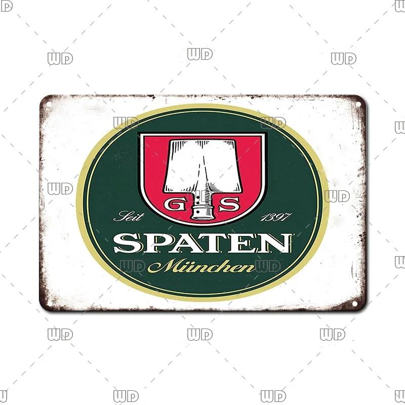 Vintage Wall Plaque Sign Decor Germany Paulaner Beer Tin Sign Decoration Plate Bar Cafe Man Cave Metal Poster Board Art Painting