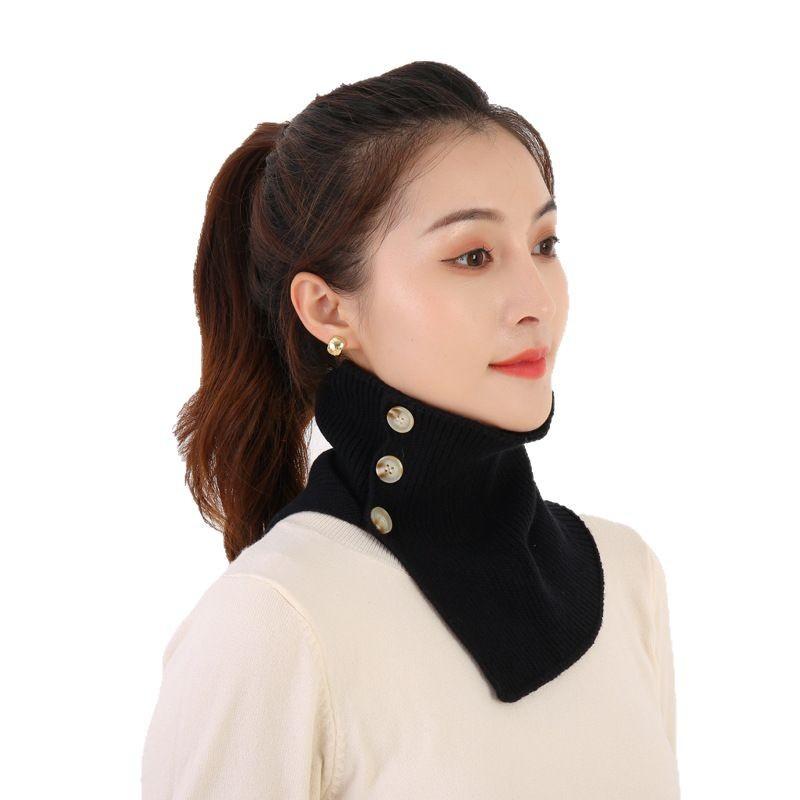 Autumn and winter new fashion men's and women's high neck buttons woolen snood warm knitted fake collar neck pads head and neck covers