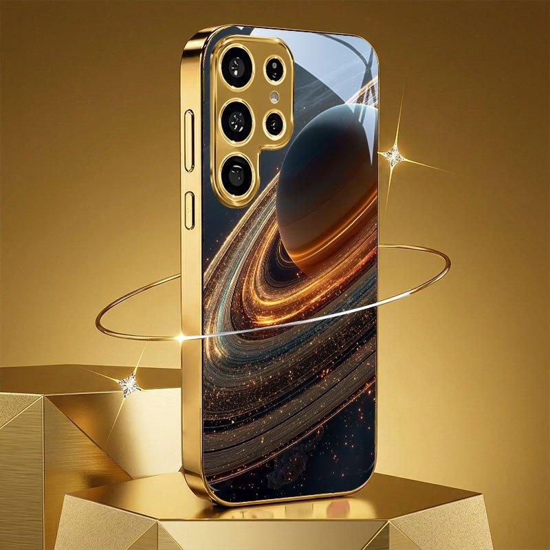 Universum Planet Atmosphäre Schlichtheit Galvanik Glas Handyhülle für Samsung Galaxy S26 S25 S24 S23 S22 S21 FE, Ultra, Plus