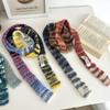 Comfortable Narrow Strip Scarf Rainbow Stripe Thin Scarf Harajuku Style Long Narrow Scarves