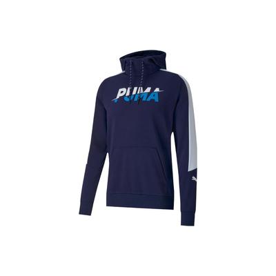 Puma Logo Marki Literowej Nadruk Amerykański Retro Blok Kolorów Bluza Sportowa Męska bluza Niebieska 585191-06
