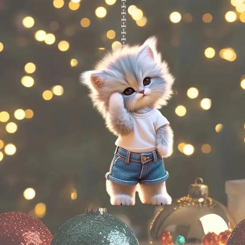 Adorable Acrylic Cat Car Hanging Decoration For Home And Backpack Accessories