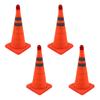 4Pcs Collapsible Traffic Cone Orange Reflective Pop Up Foldable Construction Parking Safety Cone with LED Light 18inch