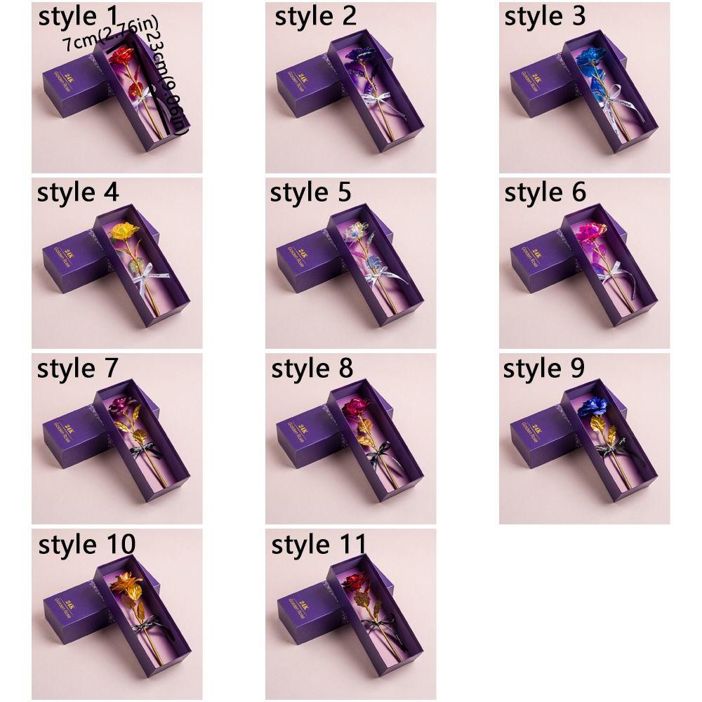 Long Stem Gold Foil Rose Flower Romantic Rose Flower Gift Box Birthday Present