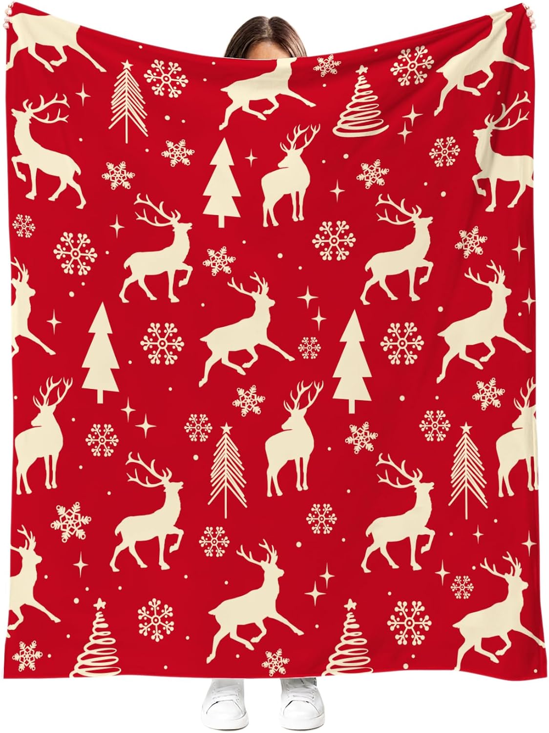 

Christmas Tree Throw Blanket, Winter Forest Flannel Blanket with Sparkling Accents and Snowflakes,Cozy Holiday Blanket for Couch 75x90cm