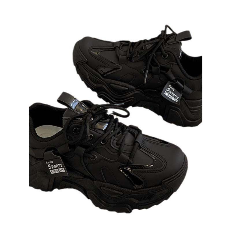 High-quality Women's Shoes 2025 Spring and Summer New Ins Super Popular Dad Shoes Thick Sole Heightening Soft Leather Versatile Single Shoes