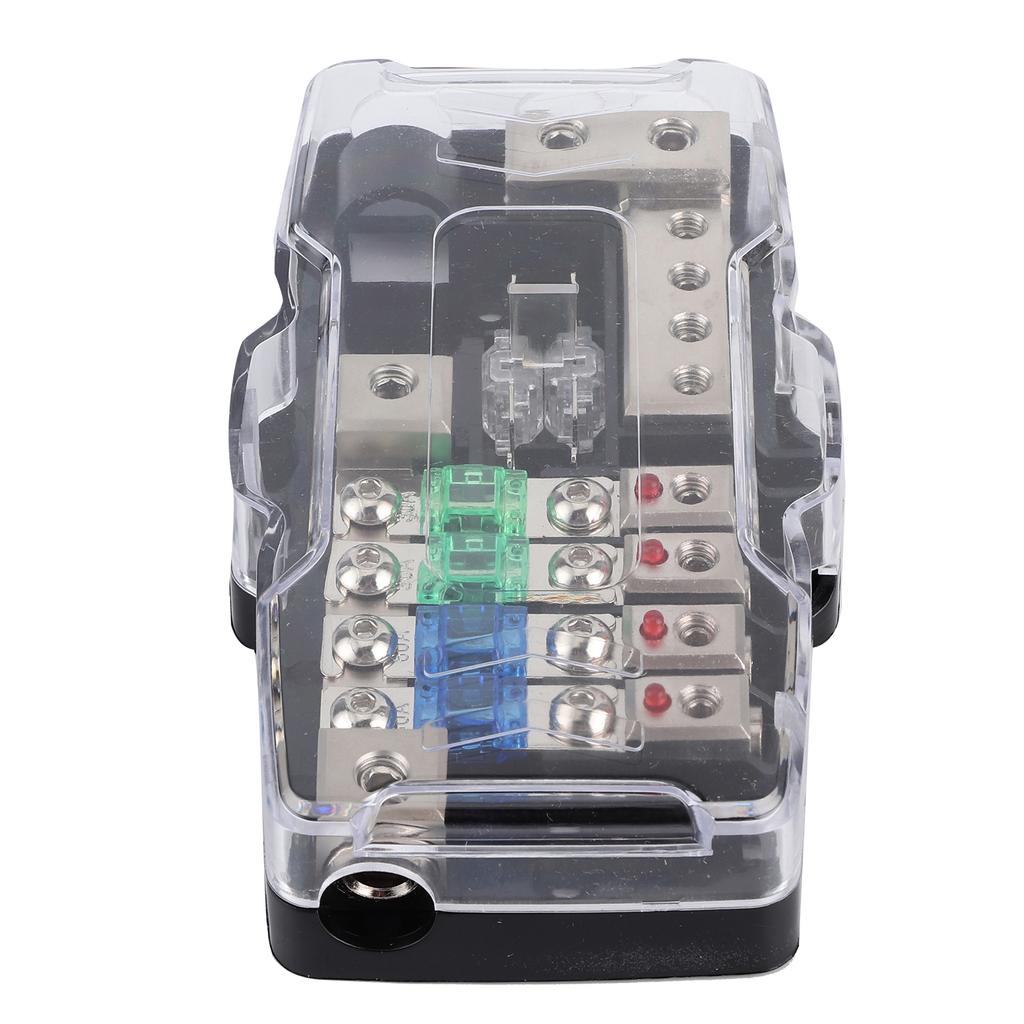 Fuse Box Car Audio Stereo MultiFunctional 4 Way Distribution Holder with LED for SUV ATV UTV