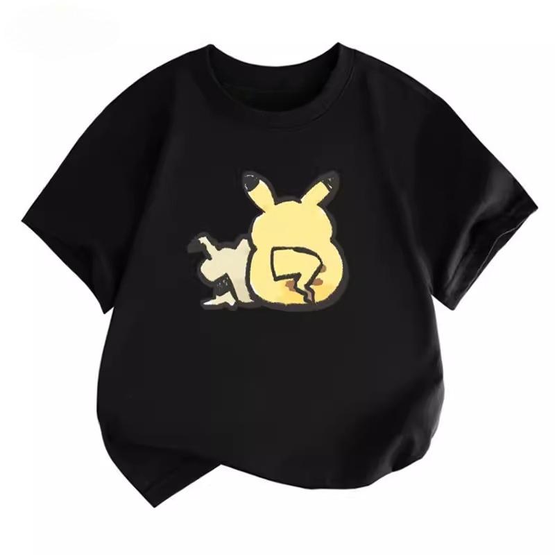 Potdemiel Summer New Pikachu Children's Pure Cotton T-Shirt, Comfortable and Breathable, Suitable for Both Boys and Girls.