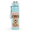 1PC Floral Deer Pattern 750ml Color Plastic Sports Water Bottle Leakproof Flip Straw Lid Suitable for Sports Office Home Use