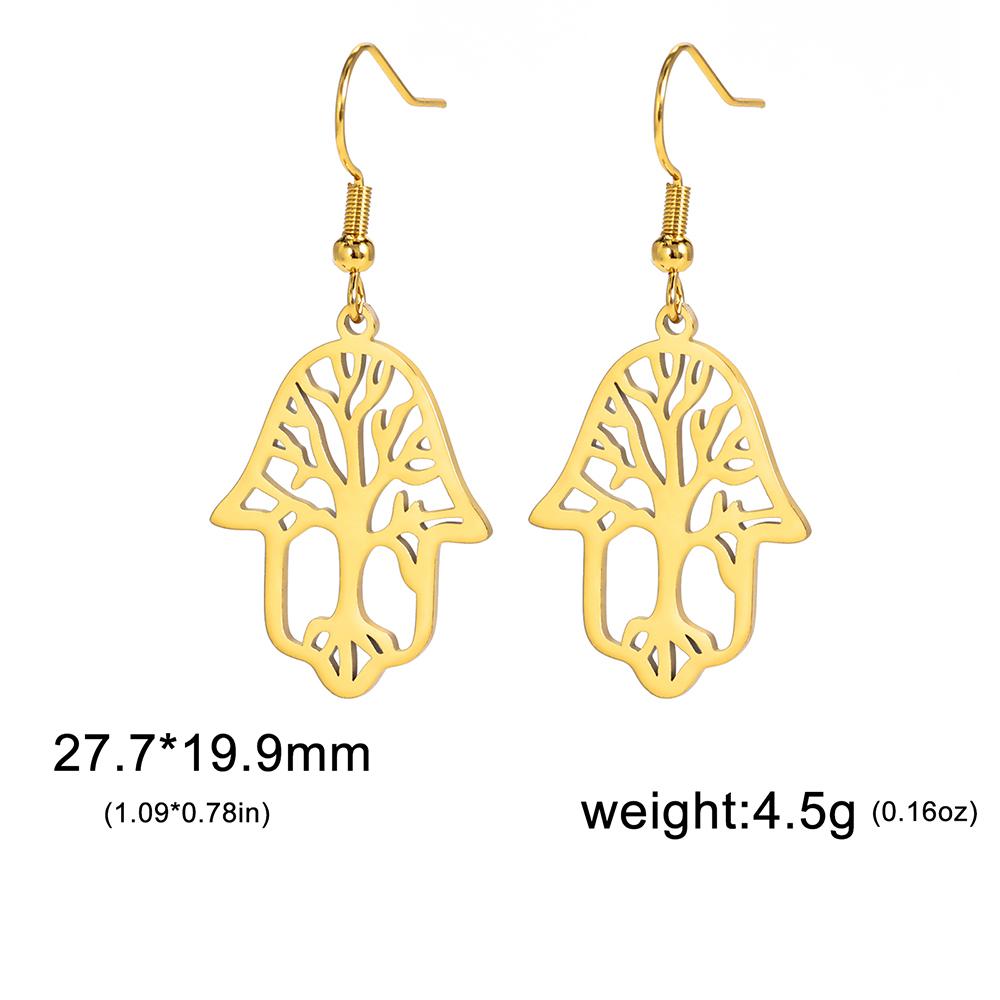 Dawapara Hamsa Hand Dangle Earrings Filigree Evil Eye Fatima Hand Evil Eye Pendant Stainless Steel Je Jewelry