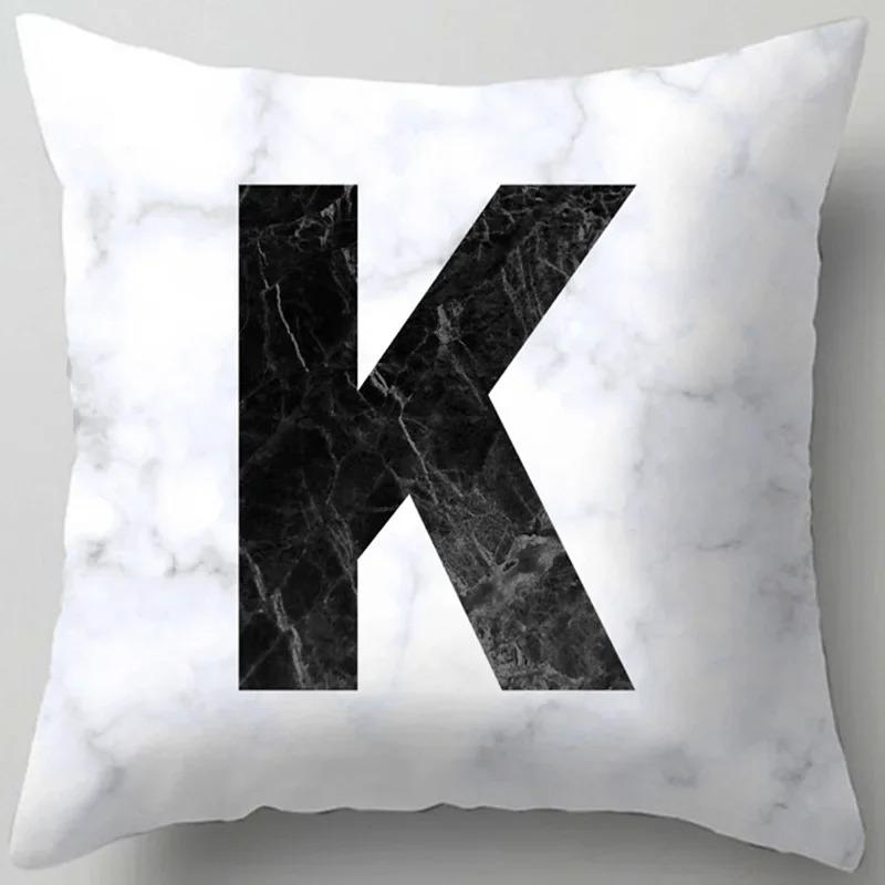 Home Decor Marble Letter Printed Pillowcase Decorative Pillow Sofa Cushion Cover