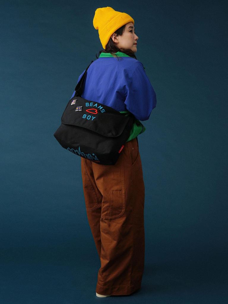 Beams Boy Manhattan Portage Canvas Bag MP1607-PL-S-3EMB-BMB Women's Black Free Size (13610184094)