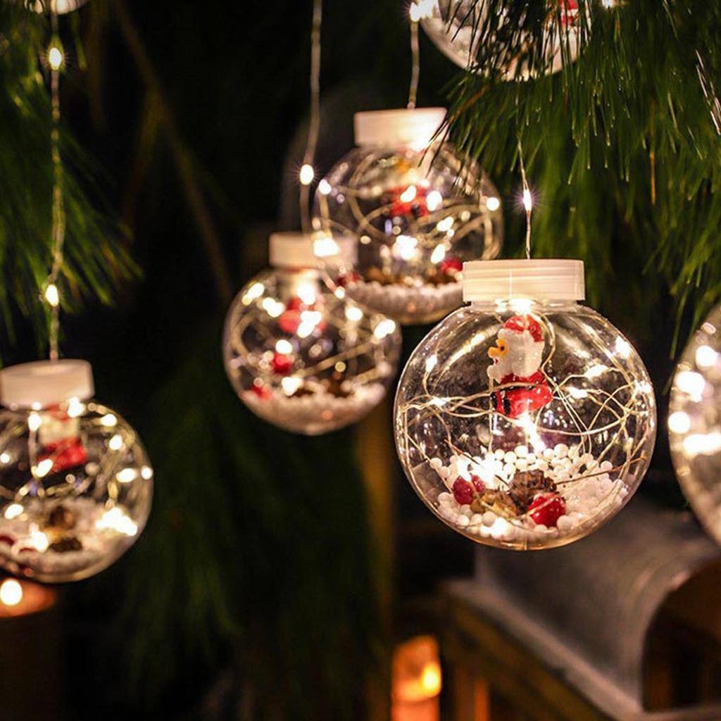 Christmas Transparent Wish Ball Curtain Lights, LED Snowman Decorative String Lights, Holiday Atmosphere Lighting