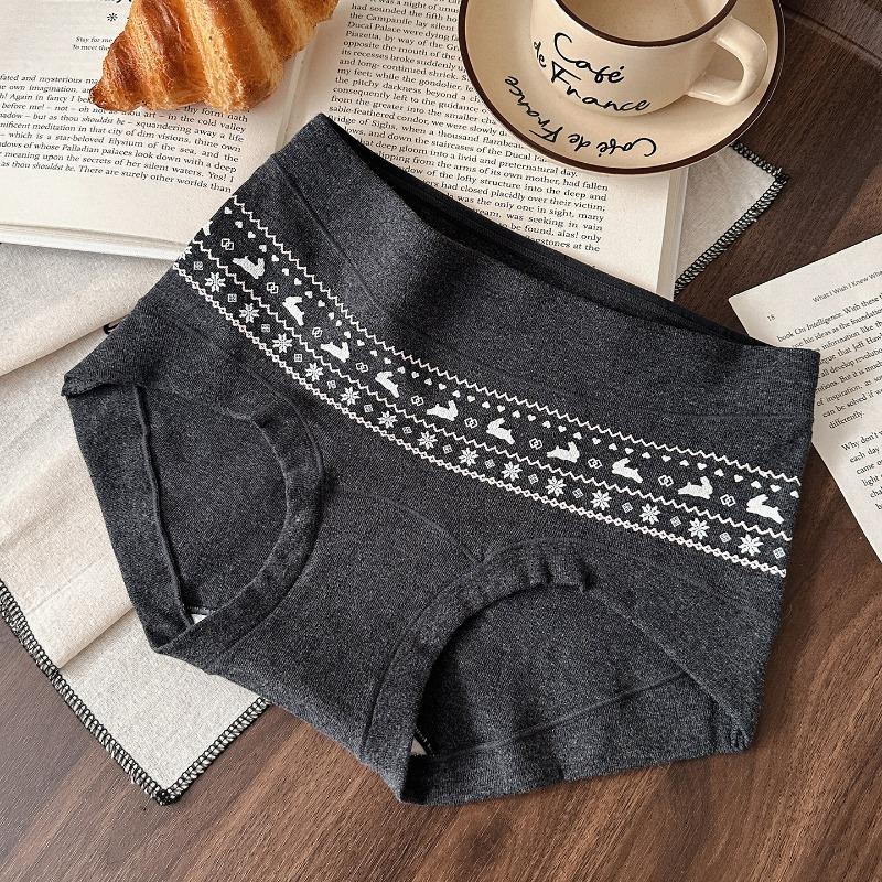 

Women Cute Cotton Underwear Anti Bacterial Long Gusset Mid Waist Hip Hugger Panties XXL чорний